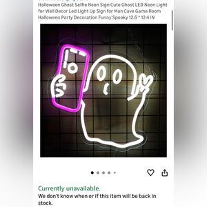 Neon Ghost Selfie LED Neon Sign - White and Pink